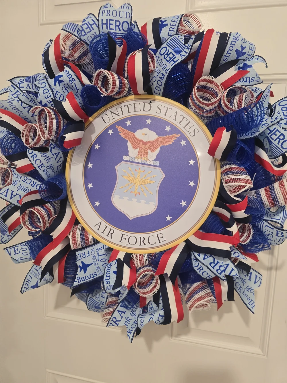 W129 – United States Air Force Red, White & Blue Holiday Wreath Patriotic